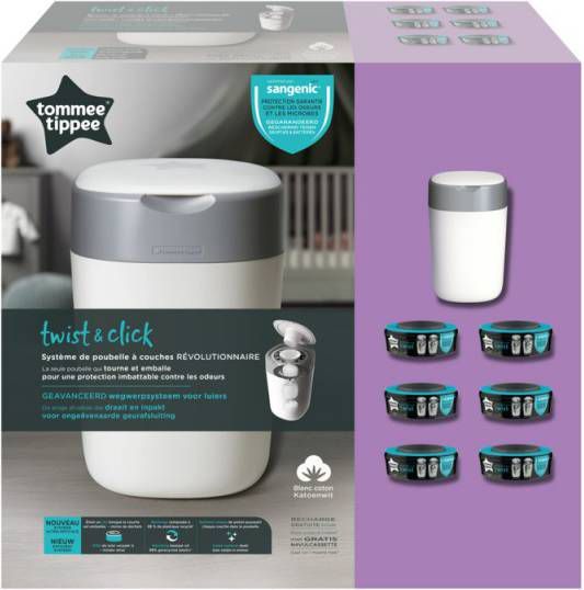 Sangenic Tommee Tippee Luieremmer + 6 Pack Cassettes Twist And Click Tub Eco