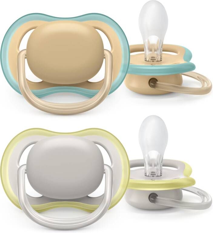 Philips AVENT Speen Ultra air SCF085/15 Set van 2, kaakvriendelijk met extra grote gaatjes, inclusief sterilisatiebox