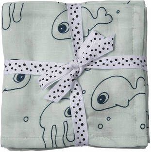 Done by Deer Baby Accessoires Burp Cloth 2 Pack Sea Friends Blauw