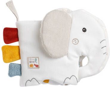 Fehn Grijpspeeltje NATUR stoffen boekje olifant Bevat biokatoen