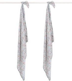 Jollein hydrofiel multidoek large 115x115cm set van 2 bloemen groen