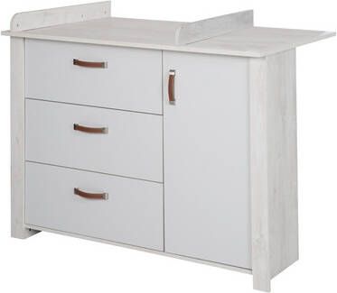 Dechardon Roba Commode Mila 126 X 98, 5 Cm Hout Wit/lichtgrijs 2 delig