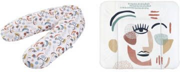 Rotho Babydesign Aankleedkussen Modern Art breed, inclusief voedingskussen multi, made in europe(set, 2 delig )