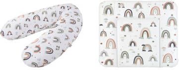 Rotho Babydesign Aankleedkussen Boho Rainbow breed, inclusief voedingskussen multi, made in europe(set, 2 delig )