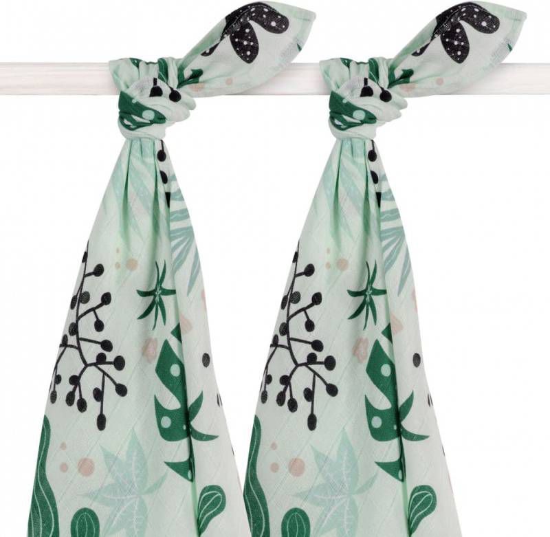 Jollein hydrofiele multidoek large 115x115 cm Leaves set van 2
