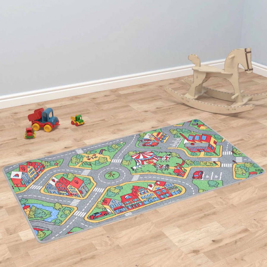 VIDAXL Speeltapijt 170x290 cm lussenpool stadswegenpatroon