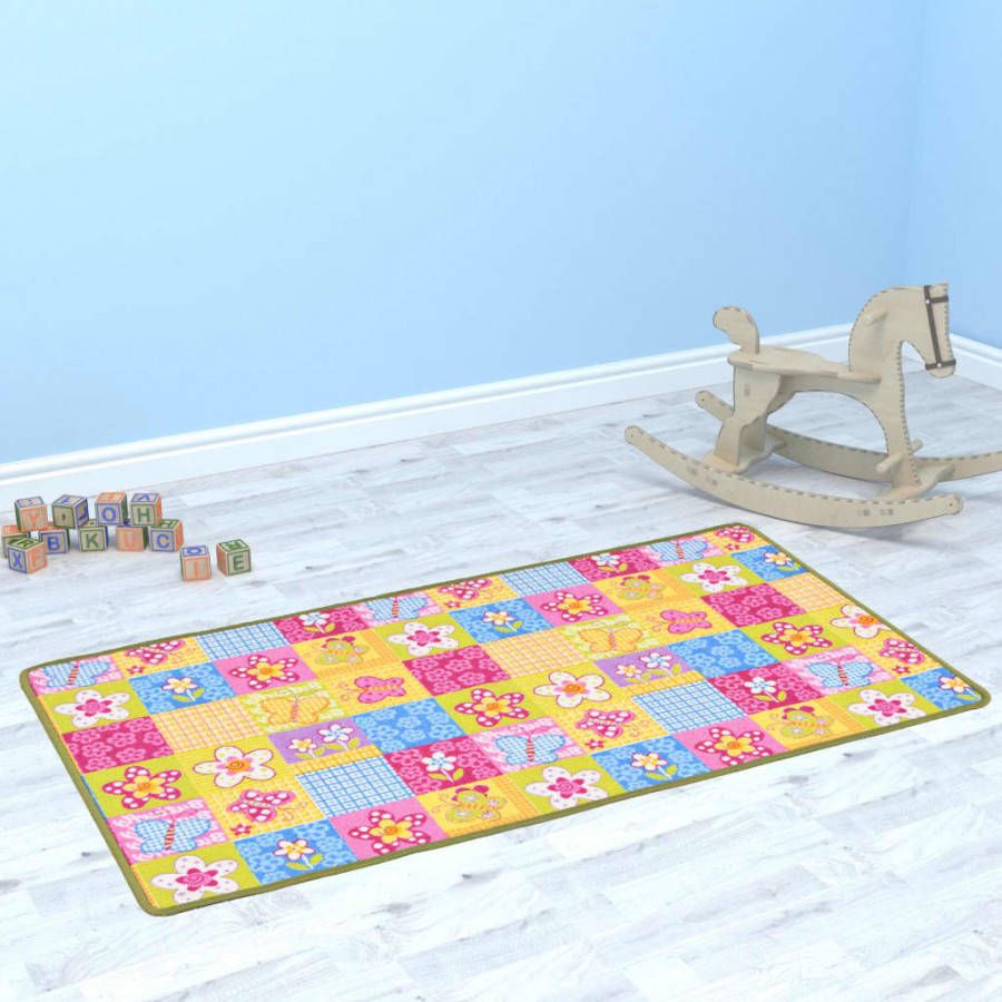VIDAXL Speeltapijt 67x120 cm vlinderpatroon lussenpool
